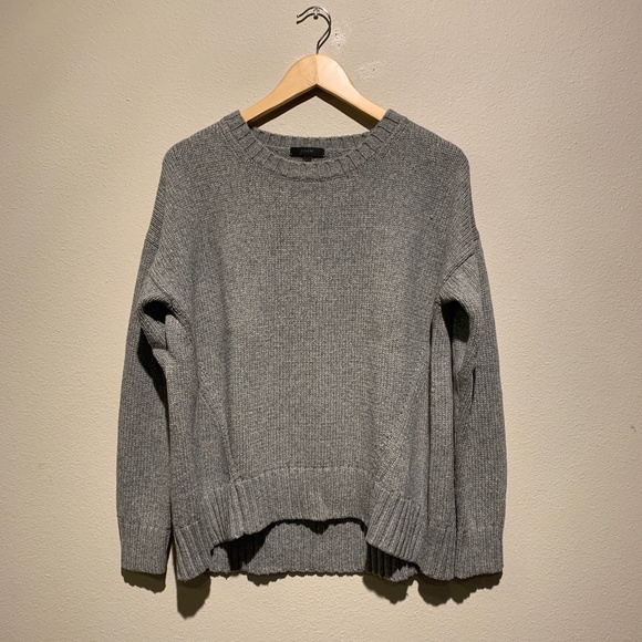 J. Crew Sweaters - J. Crew Ribbed Gray Wool Raglan Sleeve Sweater